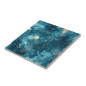 Lux Ocean Jellyfish & Coral Gold Pattern (3) Tegeltje (Zijkant)
