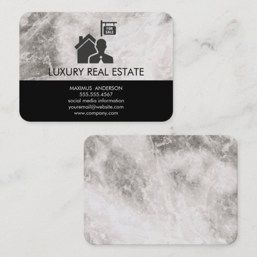 Lux onroerend goed voor verkoop marmer visitekaartje (Voorkant / Achterkant)