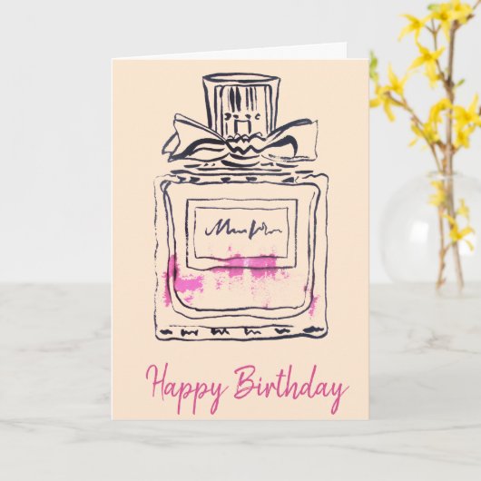 Lux Parfumfles mode aquarel verjaardag Kaart (Gele Bloem)