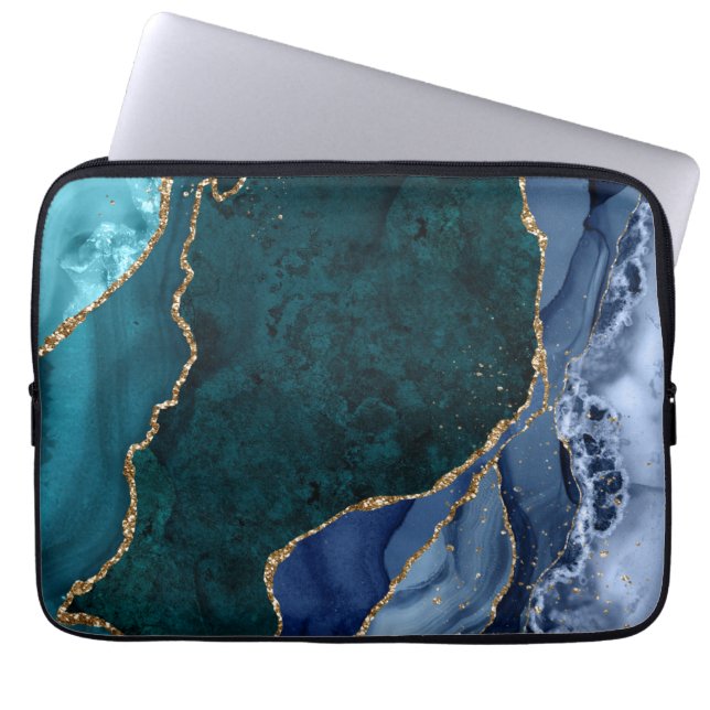 Lux Peacock Agate & Gold Laptop Sleeve (Voorkant)