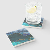 Lux Peacock Agate & Gold Stenen Onderzetter (Zijkant)