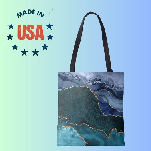 Lux Peacock Agate & Gold Tote Bag