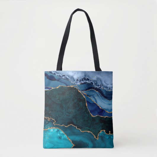 Lux Peacock Agate & Gold Tote Bag (Voorkant)