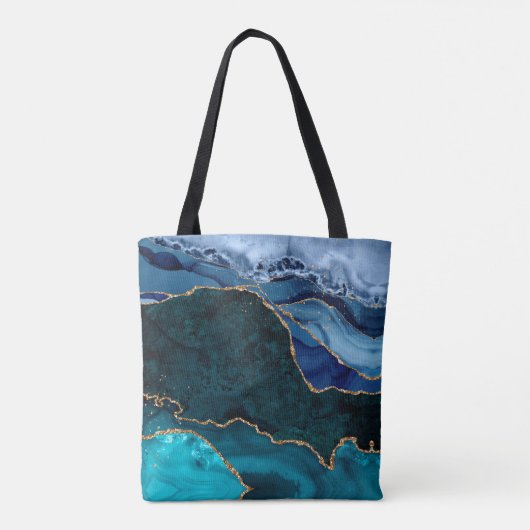 Lux Peacock Agate & Gold Tote Bag (Achterkant)