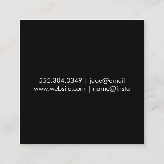 Lux Polka Dot Ribbon en Diamond Center Piece Vierkante Visitekaartje (Achterkant)