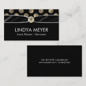 Lux Polka Dot Ribbon en Diamond Center Piece Visitekaartje (Voorkant / Achterkant)