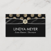 Lux Polka Dot Ribbon en Diamond Center Piece Visitekaartje (Voorkant)