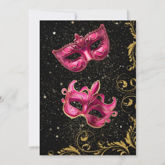 Lux Quinceañera Masquerade Party Kaart (Achterkant)