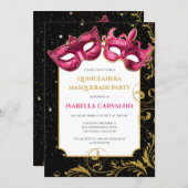 Lux Quinceañera Masquerade Party Kaart (Voorkant / Achterkant)