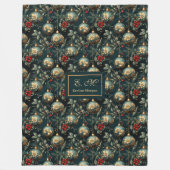 Lux red and green baubles personalized holiday fleece deken (Voorkant)