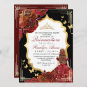 Lux Rood Goud Roze Quinceañera Prinses Kaart (Voorkant / Achterkant)