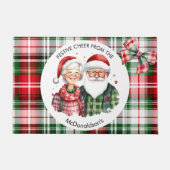  Lux Rood Groen Plaid Aangepaste Naam Kerst Deurmat (Voorkant)
