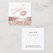 Lux roos goud lippen glitterijkalligrafie liefde vierkante visitekaartje (Voorkant / Achterkant)