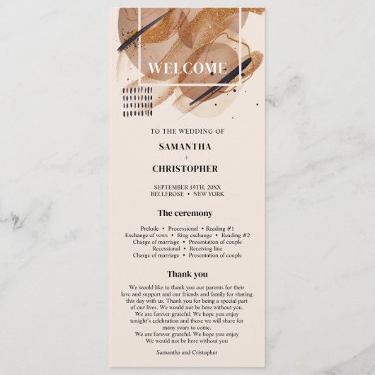 Lux roos gouden glitter koperen tinten roestig Pro Programmakaart (Voorkant)