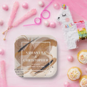 Lux roos gouden glitter koperen tinten waterverf papieren bordje (Feest)