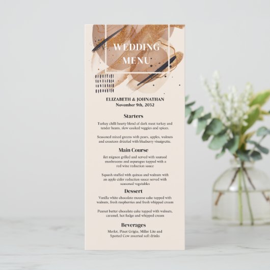Lux roos gouden glitter roestige koperen tinten br menu (Staand voorkant)