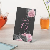 Lux Roze Zwarte Floral Inking Weddenschappen Tafel Reclamebord Met Voetstuk (Insitu)