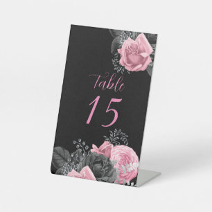 Lux Roze Zwarte Floral Inking Weddenschappen Tafel Reclamebord Met Voetstuk