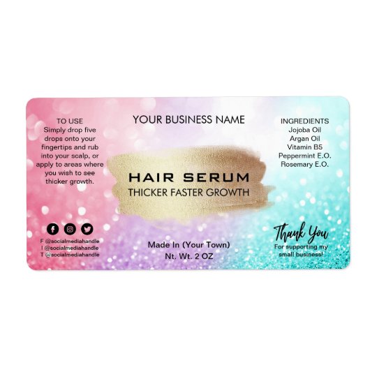 Lux Shimmer Cotton Snoep Hair Serum Labels (Voorkant)