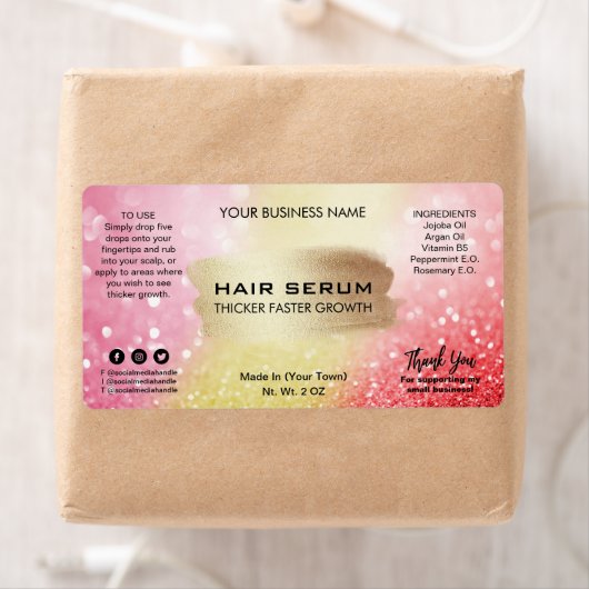 Lux Shimmer Pink Gold Red Hair Serum Labels (Insitu)