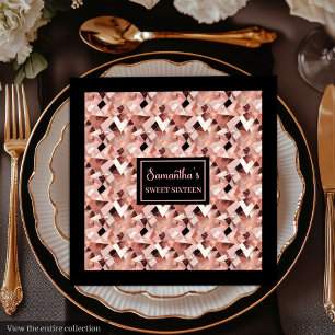 Lux Trouwservetten Rose Goud Glitter Metaal Servet