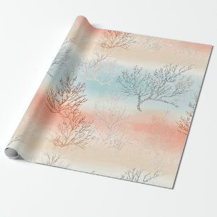 Lux Watercolor Kustkoraal & Oceaangolven Cadeaupapier