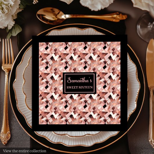 Lux Wedding Napkins Rose Gold Glitter Metallic Servet