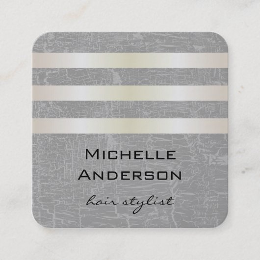 Lux White Gold Stripes met Swank Background Vierkante Visitekaartje (Voorkant)