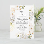 Lux White Orchids Waterverf Wedding Kaart (Staand voorkant)