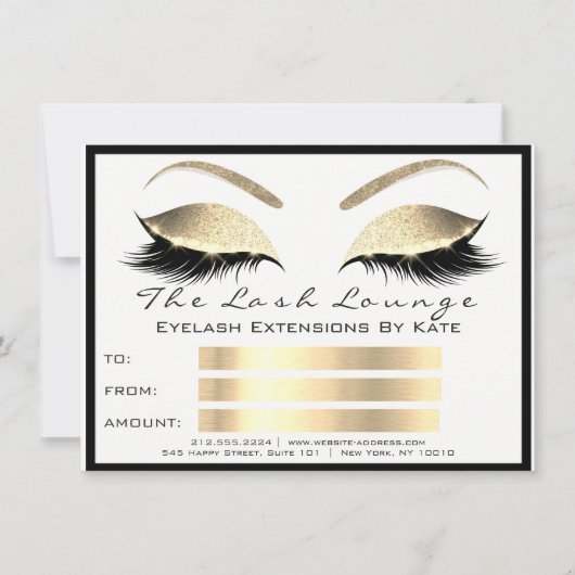 Lux Wimpers Witte Goud Make-up Certificaat Cadeau (Voorkant)
