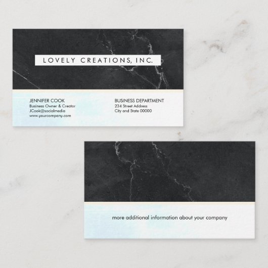 Lux | Zwarte marmer Visitekaartje (Voorkant / Achterkant)
