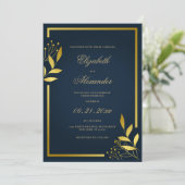 Luxaire marineblauw goudblauw bruingebladerte kaart (Staand voorkant)