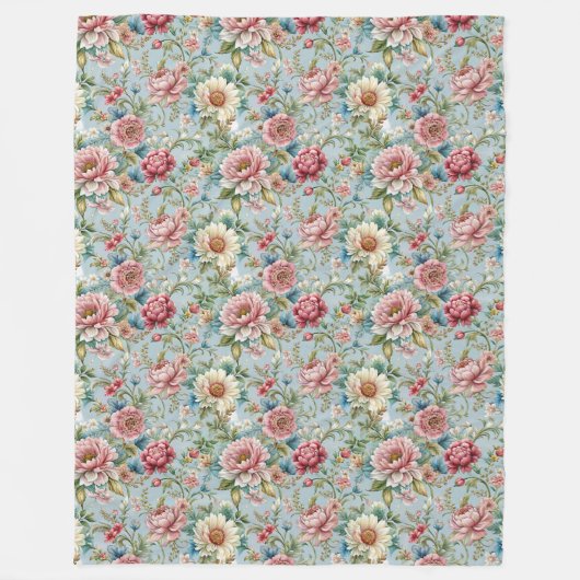 Luxe 18e-eeuwse geïnspireerde delicate bloemen fleece deken (Voorkant)