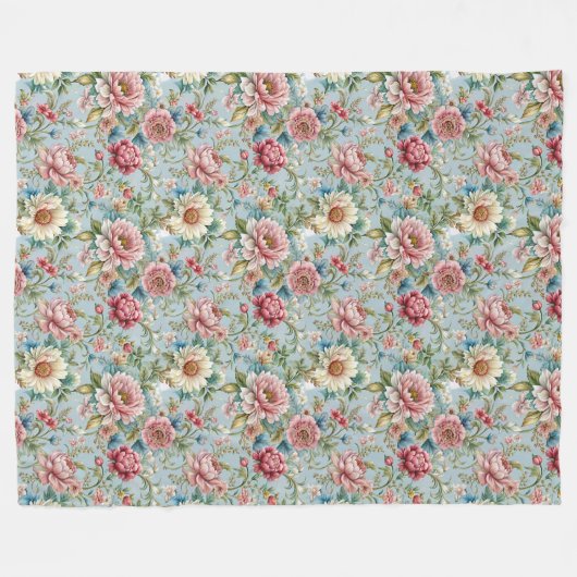 Luxe 18e-eeuwse geïnspireerde delicate bloemen fleece deken (Voorkant (Horizontaal))