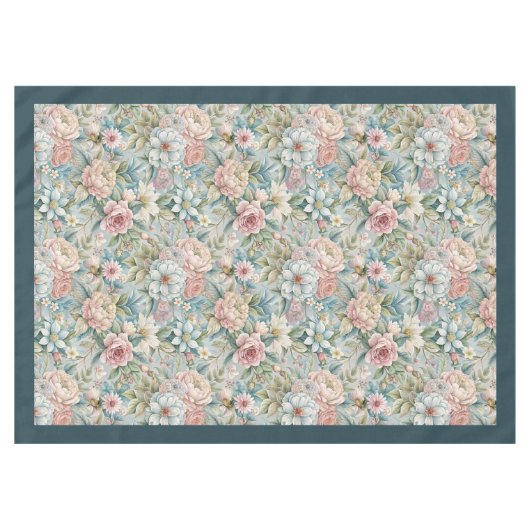 Luxe 18e-eeuwse geïnspireerde delicate bloemen tafelkleed (Voorkant (Horizontaal))