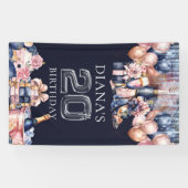 Luxe 20e verjaardag gepersonaliseerde champagne ha spandoek (Horizontaal)
