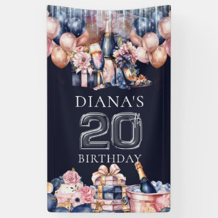 Luxe 20e verjaardag gepersonaliseerde champagne ha spandoek