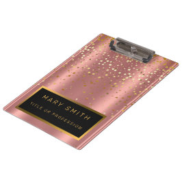 Luxe 2-in1 Glitter Gold Pink Star-Visitekaartje & Klembord