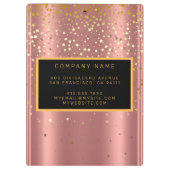 Luxe 2-in1 Glitter Gold Pink Star-Visitekaartje & Klembord (Achterkant)