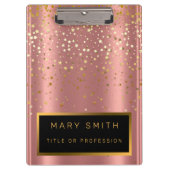 Luxe 2-in1 Glitter Gold Pink Star-Visitekaartje & Klembord (Voorkant)