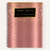 Luxe 2-in1 Glitter Gold Pink Star-Visitekaartje & Notitieboek (Voorkant)