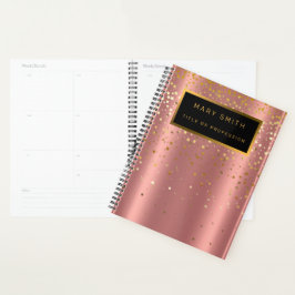 Luxe 2-in1 Glitter Gold Pink Star-Visitekaartje & Planner