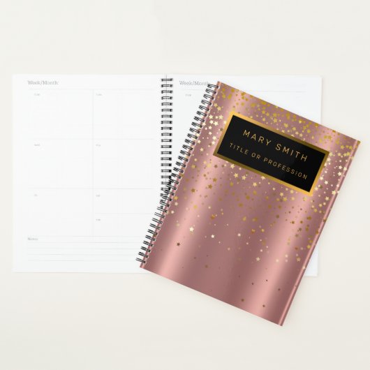 Luxe 2-in1 Glitter Gold Pink Star-Visitekaartje & Planner (Display)