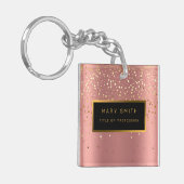 Luxe 2-in1 Glitter Gold Pink Star-Visitekaartje & Sleutelhanger (Voorkant Links)