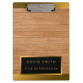 Luxe 2-in1 Gold Wood Modern Visitekaartje & Klembord (Voorkant)
