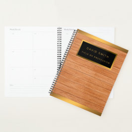 Luxe 2-in1 Gold Wood Modern Visitekaartje & Planner