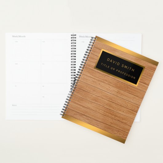 Luxe 2-in1 Gold Wood Modern Visitekaartje & Planner (Display)
