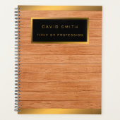 Luxe 2-in1 Gold Wood Modern Visitekaartje & Planner (Voorkant)