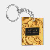 Luxe 2 in 1 Elegant Gold Marble Visitekaartje & Sleutelhanger (Voorkant Links)