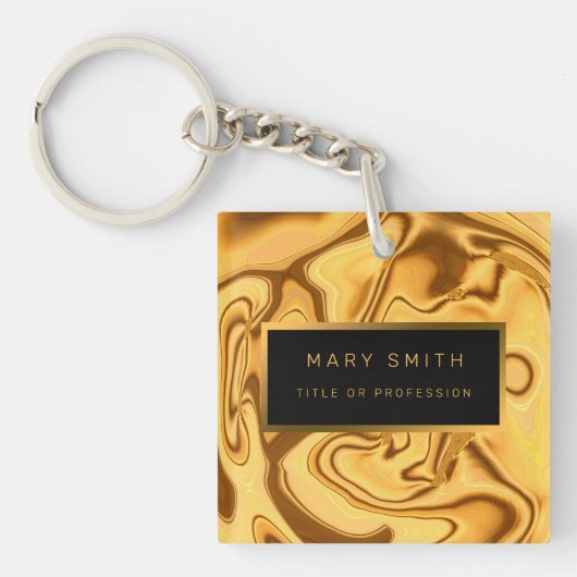 Luxe 2 in 1 Elegant Gold Marble Visitekaartje & Sleutelhanger (Voorkant)